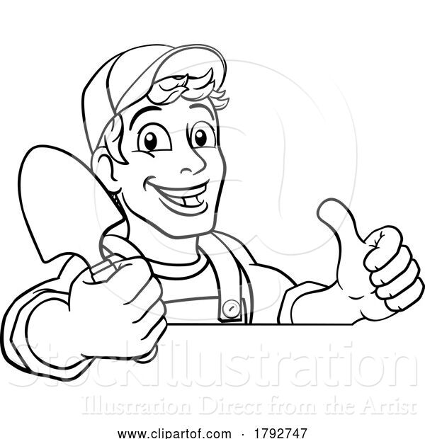 Vector Illustration of Cartoon Gardener Garden Spade Handyman Farmer