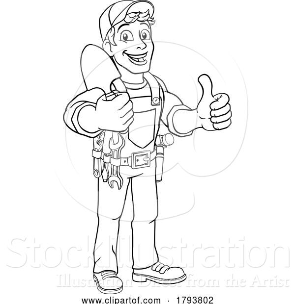 Vector Illustration of Cartoon Gardener Garden Spade Handyman Farmer