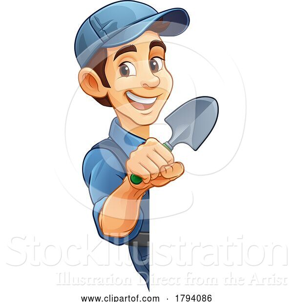 Vector Illustration of Cartoon Gardener Garden Tool Guy Farmer Mascot