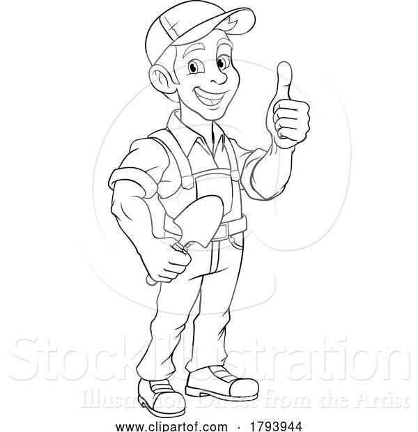 Vector Illustration of Cartoon Gardener Garden Tool Guy Farmer Mascot