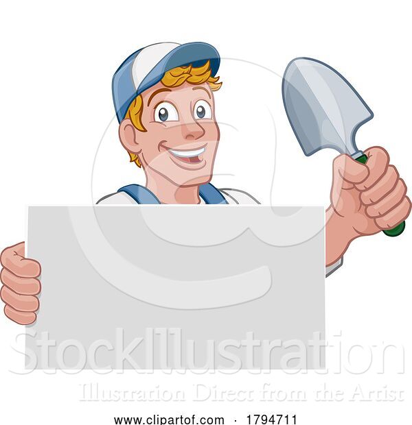 Vector Illustration of Cartoon Gardener Garden Tool Guy Farmer Mascot