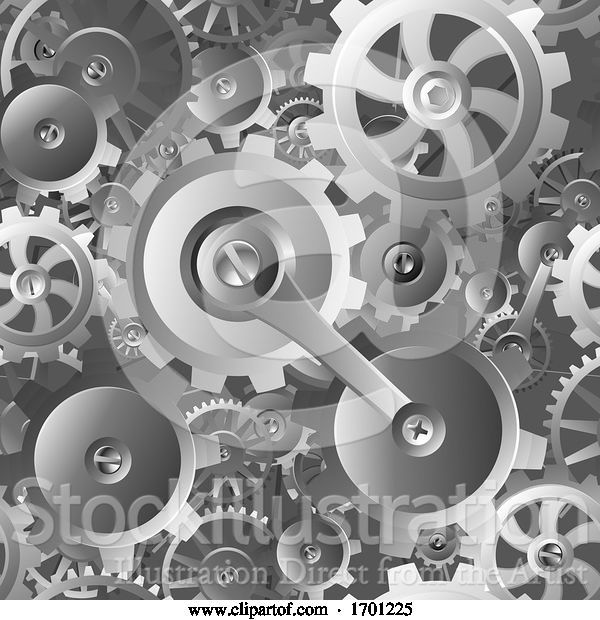 Vector Illustration of Cartoon Gears and Cogs Seamless Machine Pattern