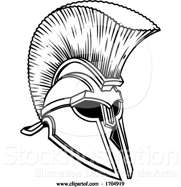 Vector Illustration of Cartoon Gladiator Spartan Trojan Roman Helmet