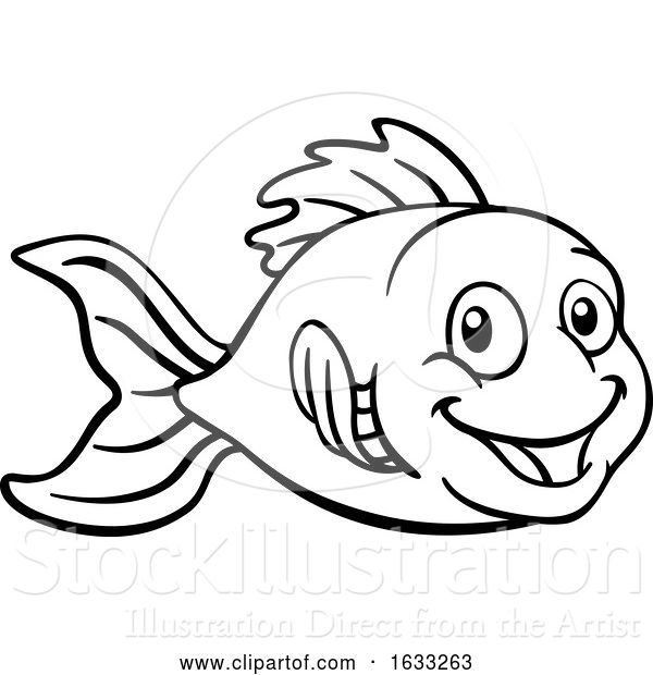 Vector Illustration of Cartoon Goldfish or Gold Fish Character