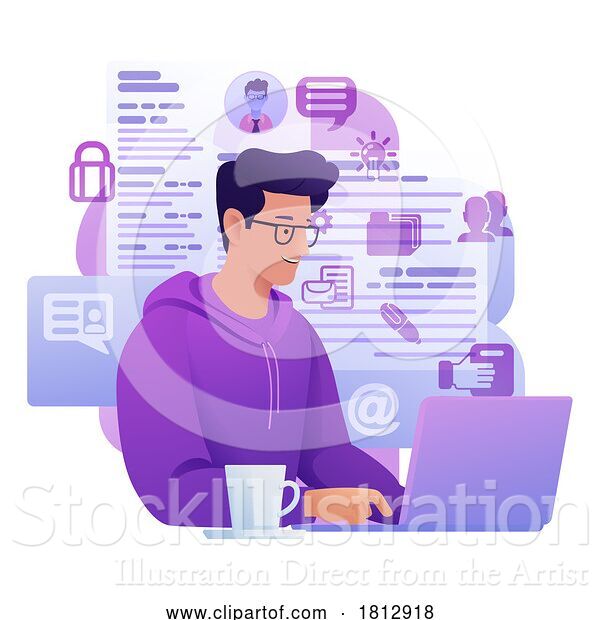 Vector Illustration of Cartoon Guy Job Applying Resume Application Illustration