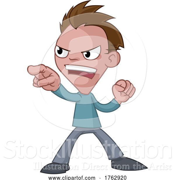 Vector Illustration of Cartoon Guy Pointing Mascot