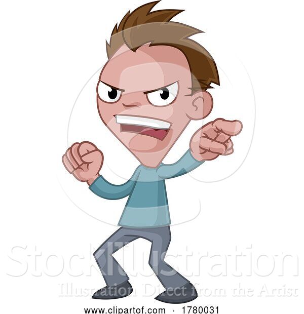 Vector Illustration of Cartoon Guy Pointing Mascot