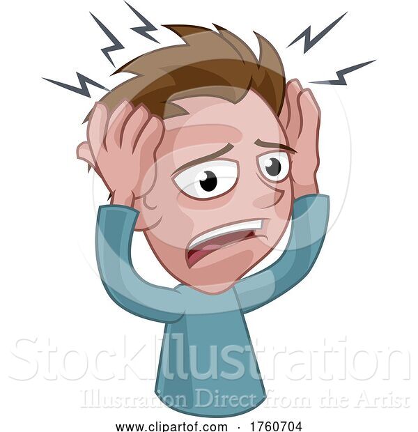 Vector Illustration of Cartoon Guy Suffering from Stress or Headache Cartoon
