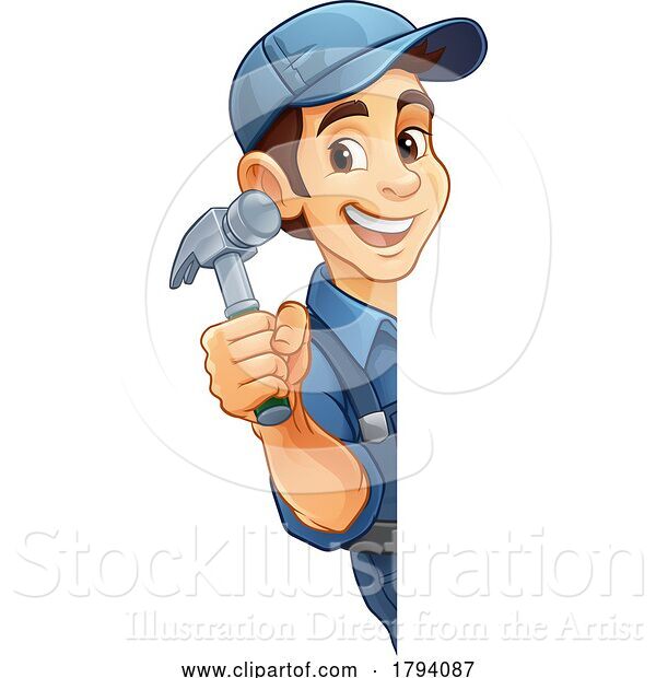 Vector Illustration of Cartoon Hammer Carpenter Construction Builder Handyman