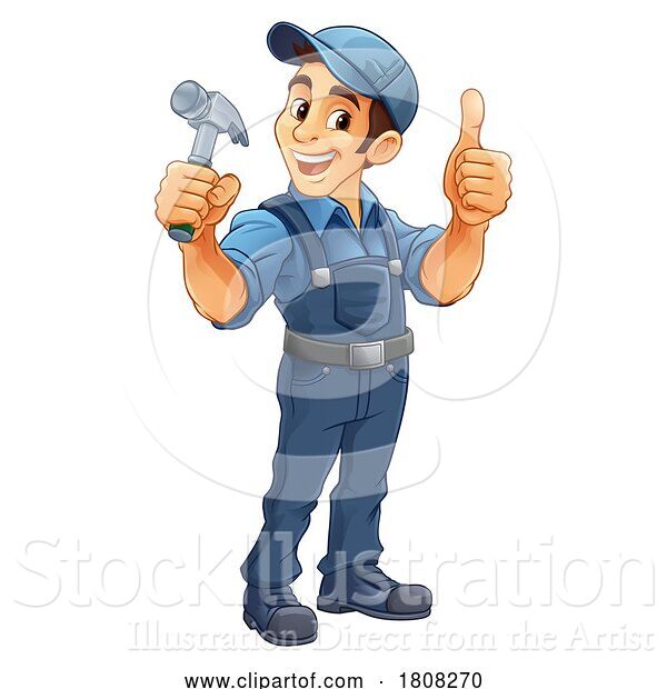 Vector Illustration of Cartoon Hammer Carpenter Construction Builder Handyman