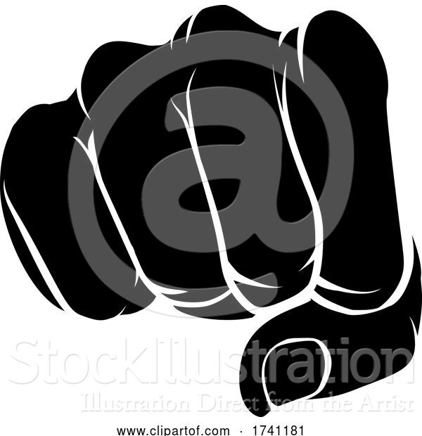 Vector Illustration of Cartoon Hand Fist Punching Front Knuckle on
