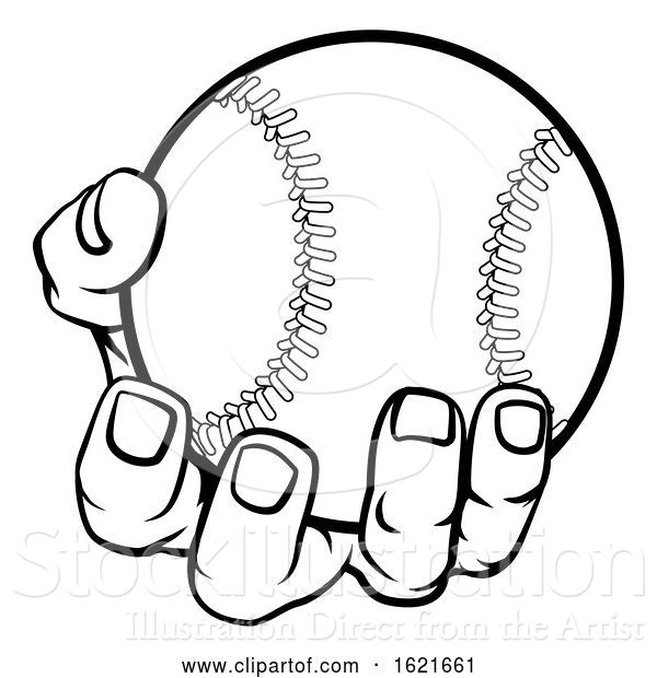 Vector Illustration of Cartoon Hand Holding Baseball Ball
