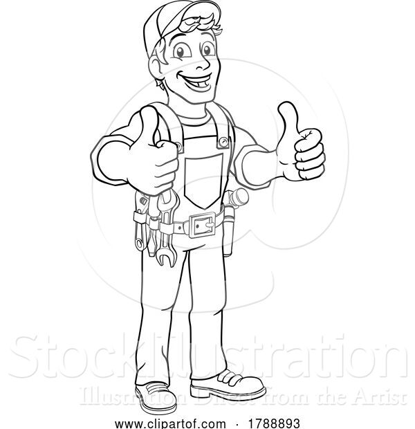 Vector Illustration of Cartoon Handyman Caretaker Construction Guy