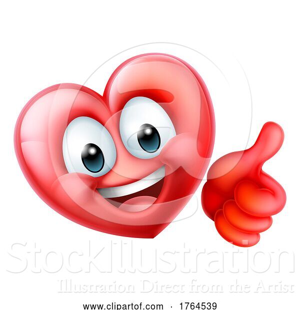 Vector Illustration of Cartoon Heart Emoticon Happy Mascot Character