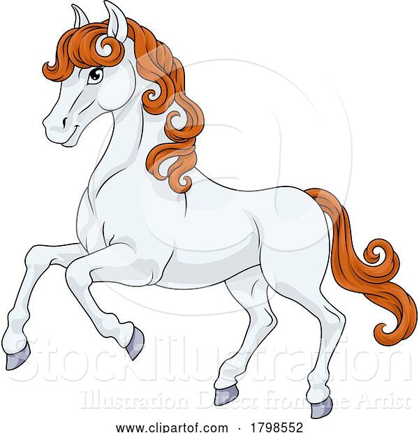 Vector Illustration of Cartoon Horse Cute Animal Character Illustration