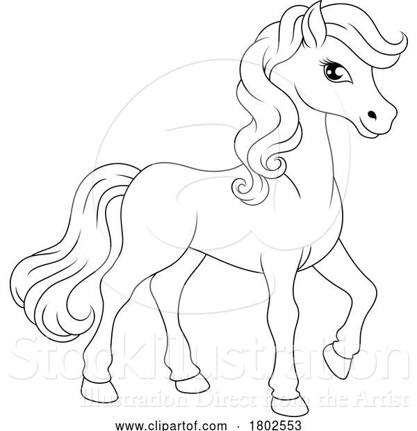 Vector Illustration of Cartoon Horse Cute Animal Character Illustration