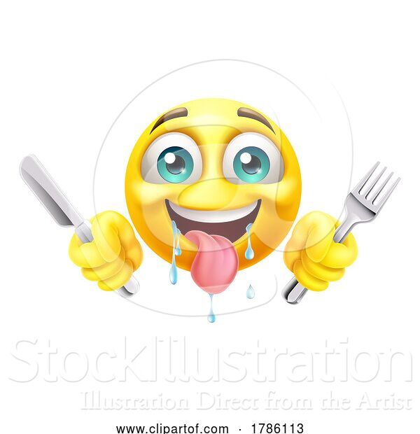 Vector Illustration of Cartoon Hungry Drooling Face Emoji Emoticon Icon