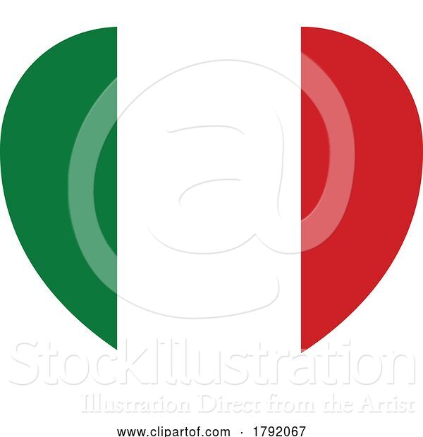 Vector Illustration of Cartoon Italy Italian Flag Heart Concept