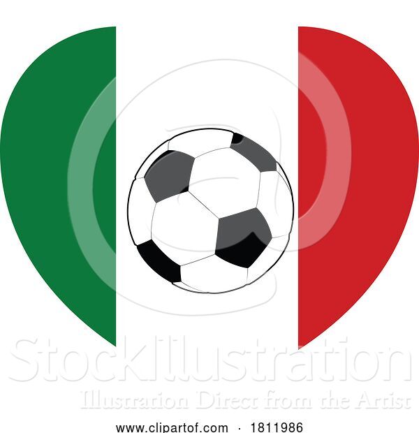 Vector Illustration of Cartoon Italy Italian Flag Soccer Football Heart