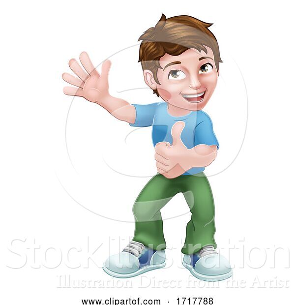 Vector Illustration of Cartoon Kid Boy Child Thumbs up