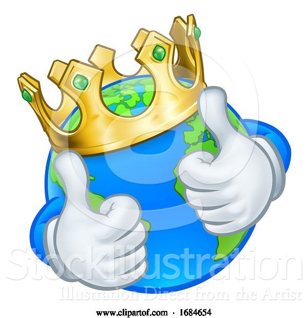 Vector Illustration of Cartoon King Earth Globe World Mascot Character