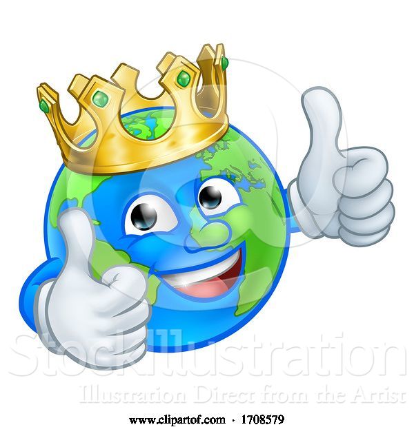 Vector Illustration of Cartoon King Earth Globe World Mascot Character