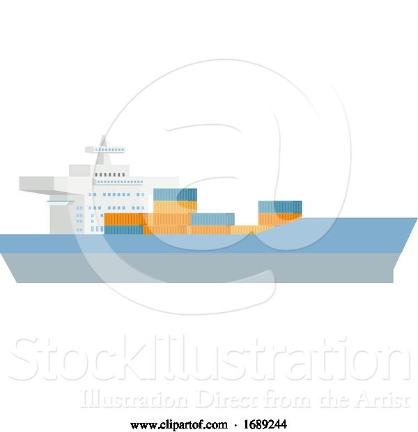 Vector Illustration of Cartoon Logistics Cargo Container Ship Concept