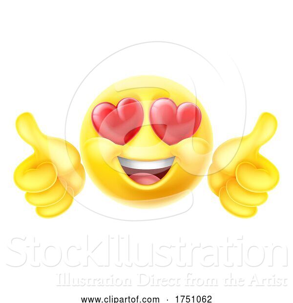 Vector Illustration of Cartoon Love Hearts Eyes Emoticon Emoji Icon