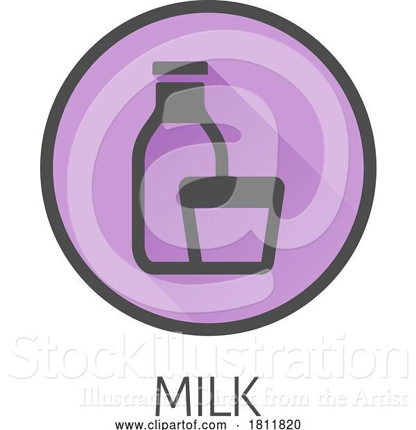 Vector Illustration of Cartoon Milk Dairy Lactose Bottle Glass Food Allergy Icon