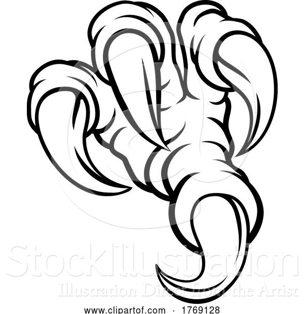 Vector Illustration of Cartoon Monster Dragon Dinosaur Eagle Hawk Bird Talon Claw