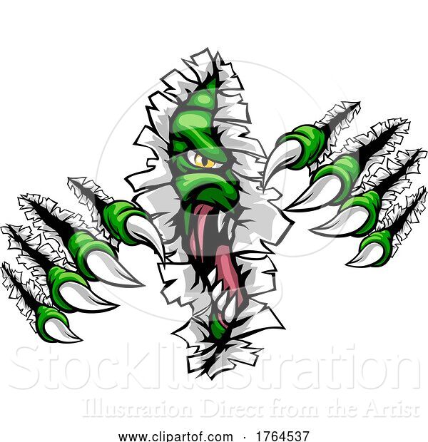 Vector Illustration of Cartoon Monster with Talon Claw Tearing a Rip Through Wall