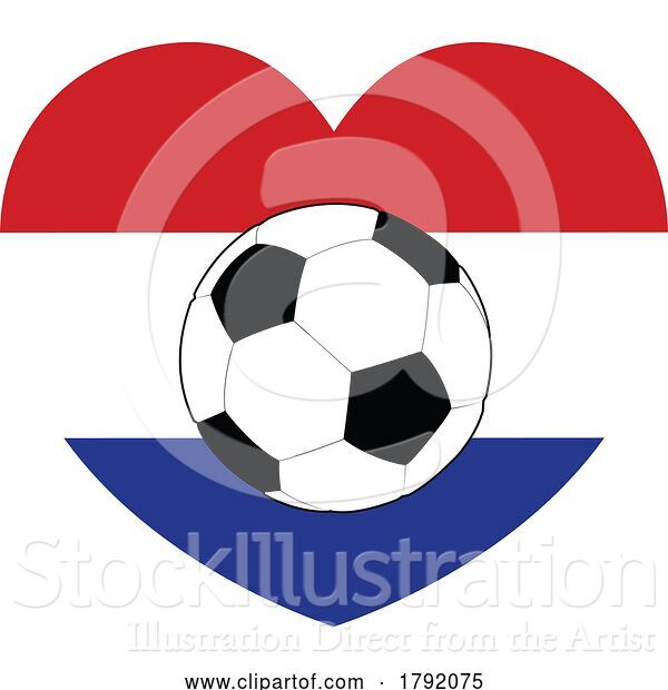 Vector Illustration of Cartoon Netherlands Dutch Flag Soccer Football Heart