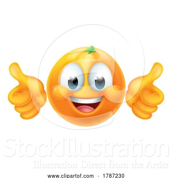 Vector Illustration of Cartoon Orange Fruit Emoticon Emoji Mascot Icon