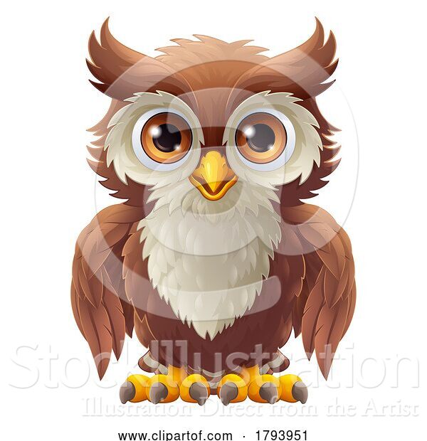 Vector Illustration of Cartoon Owl Wise Old Bird Cartoon