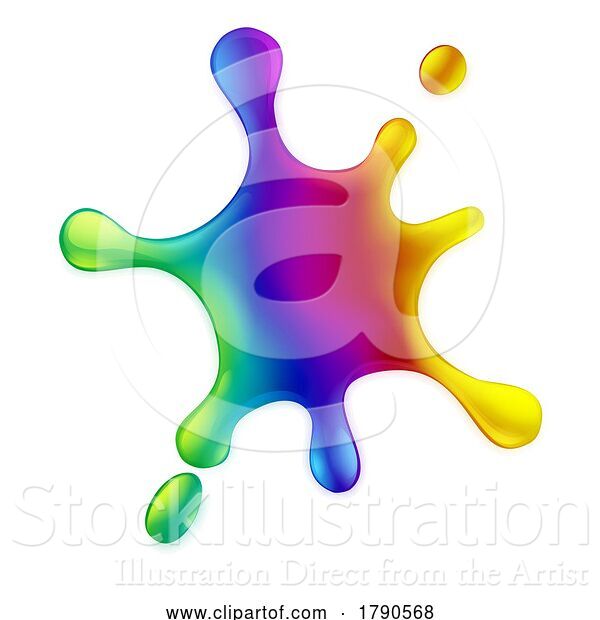 Vector Illustration of Cartoon Paint Splash Rainbow Color Splat Design Splatter