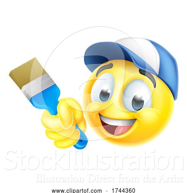 Vector Illustration of Cartoon Painter Decorator Handyman Emoticon Emoji Icon