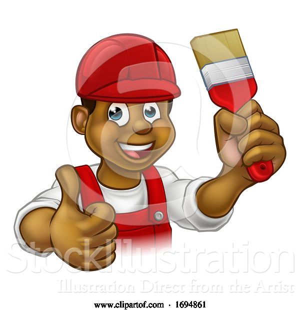 Vector Illustration of Cartoon Painter Decorator Handyman Guy
