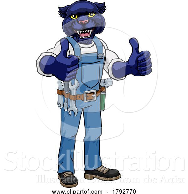 Vector Illustration of Cartoon Panther Construction Mascot Handyman