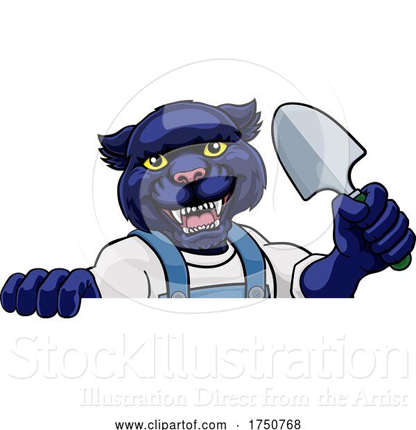 Vector Illustration of Cartoon Panther Gardener Gardening Animal Mascot