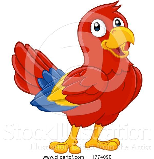 Vector Illustration of Cartoon Parrot Red Macaw Bird Wildlife Mascot