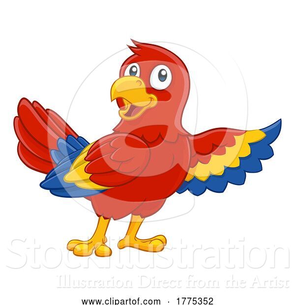 Vector Illustration of Cartoon Parrot Red Macaw Bird Wildlife Mascot