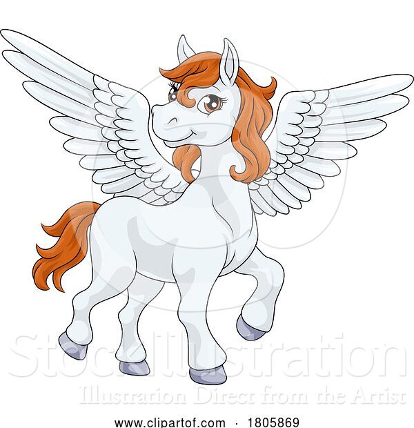 Vector Illustration of Cartoon Pegasus Wings Horse Animal