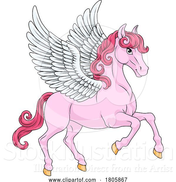 Vector Illustration of Cartoon Pegasus Wings Horse Animal Illustration