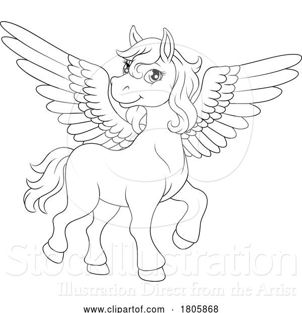 Vector Illustration of Cartoon Pegasus Wings Horse Animal Illustration