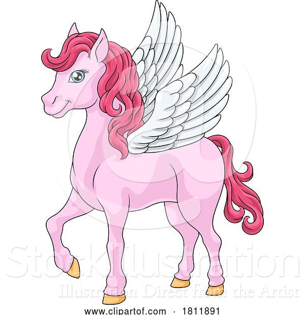 Vector Illustration of Cartoon Pegasus Wings Horse Animal Illustration