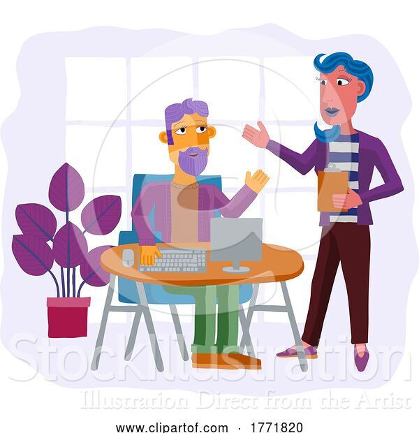 Vector Illustration of Cartoon People Working Business Illustration Office Scene