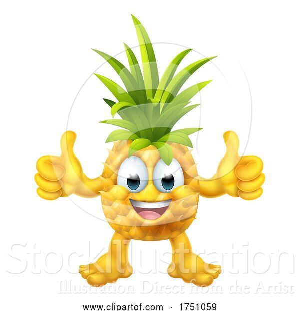 Vector Illustration of Cartoon Pineapple Fruit Emoticon Emoji Mascot