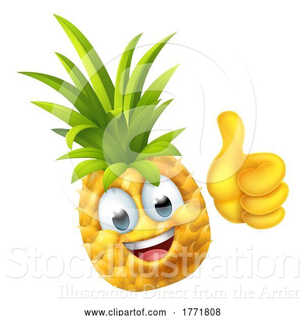 Vector Illustration of Cartoon Pineapple Fruit Emoticon Emoji Mascot
