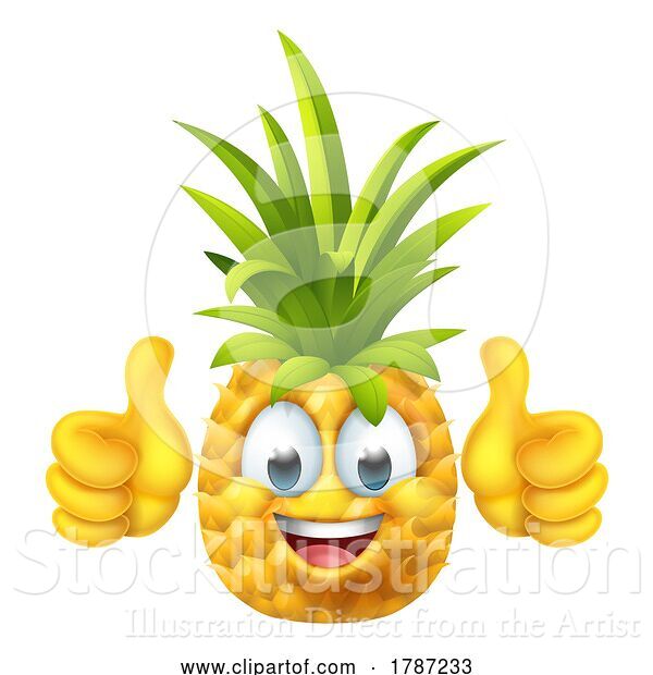 Vector Illustration of Cartoon Pineapple Fruit Emoticon Emoji Mascot