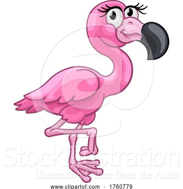 Vector Illustration of Cartoon Pink Flamingo Bird Animal Illustration